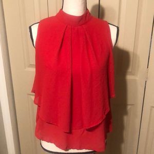 Mandy K red sleeveless layered  blouse. Size small